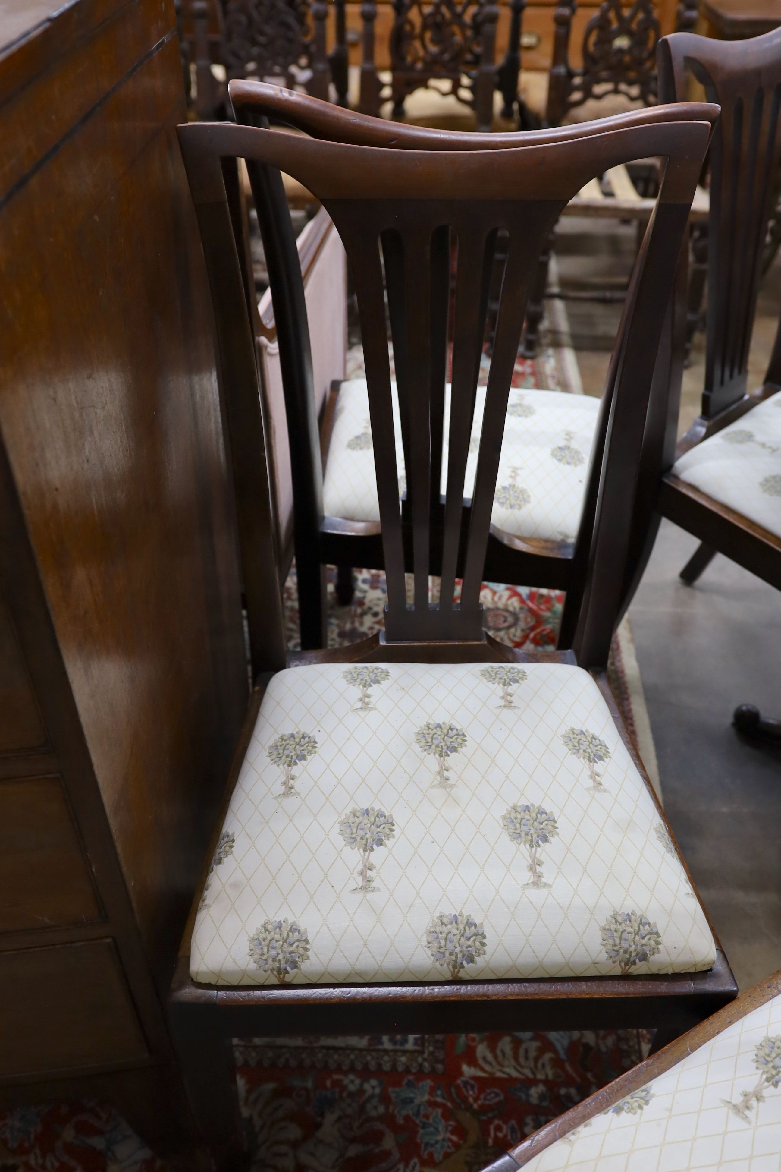 A set of eight early 20th century mahogany dining chairs, two with arms